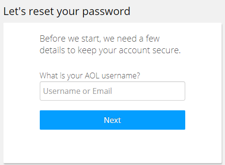 AOL Reset Password 